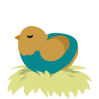 A teal and gold chicken with a head pattern