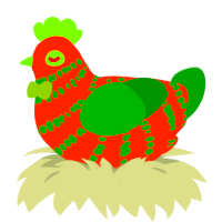 A vermilion and leaf chicken with a bar pattern