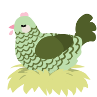 A gluppy and olive chicken with a lace pattern