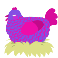 Florence, a blurple and fuchsia chicken with a lace pattern
