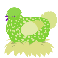 A grass and lemon chicken with a speckle pattern