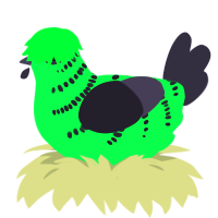 MONSTER, a plum and silver chicken with a half-bar pattern