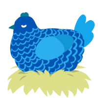 A ultramarine and sky chicken with a lace pattern