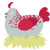 A silver and crimson chicken with a half-lace pattern