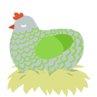 A silver and grass chicken with a lace pattern