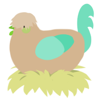 A beige and mint chicken