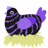 A sable and blurple chicken with a bar pattern