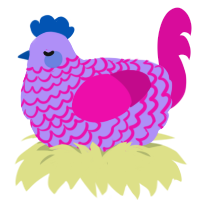 A lilac and fuchsia chicken with a lace pattern