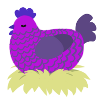 A amethyst and overcast chicken with a lace pattern
