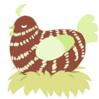 horse, a russet and apple chicken with a bar pattern