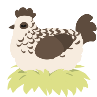 A cream and bark chicken with a half-lace pattern