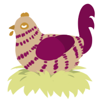 A beige and wine chicken with a bar pattern