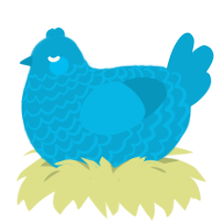 A cerulean chicken with a lace pattern