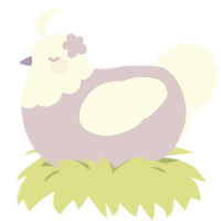 A lilac and white chicken with a head pattern