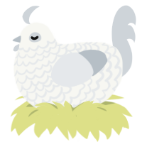 A white and mist chicken with a lace pattern