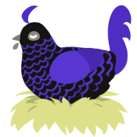 A black and indigo chicken with a lace pattern