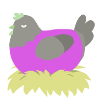 A orchid and ash chicken with a head pattern