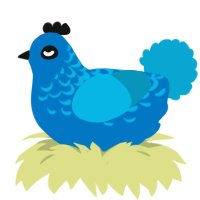 A sapphire and cerulean chicken with a half-lace pattern