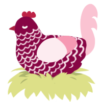 A maroon and rose chicken with a lace pattern