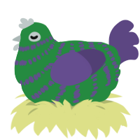 9am Migraine, a viridian and overcast chicken with a bar pattern