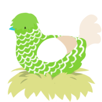 Lime Slice, a grass and cream chicken with a lace pattern