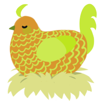 (unnamed), a orange and lime chicken with a lace pattern