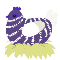 petting rock, a overcast and white chicken with a bar pattern