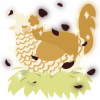 Apollo, a cream and gold chicken with a lace pattern