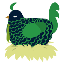 A tumblr and viridian chicken with a lace pattern