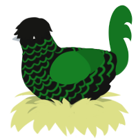 A black and leaf chicken with a lace pattern