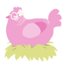 A pink chicken with a neck-band pattern