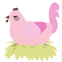 A rose and pink chicken with a neck-band pattern