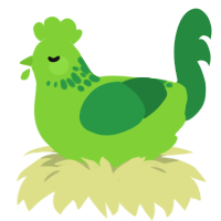 A grass and viridian chicken with a neck-speckle pattern