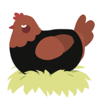 Émile, a black and russet chicken with a head pattern