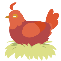 Raider, a red and vermilion chicken with a head pattern