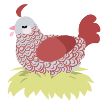 A mist and red chicken with a double-lace pattern