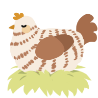 A cream and brown chicken with a bar pattern