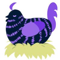 A tumblr and blurple chicken with a bar pattern
