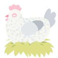 (unnamed), a white and mist chicken with a speckle pattern
