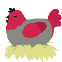 A ash and crimson chicken with a head pattern