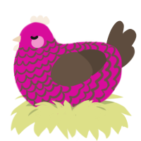 A fuchsia and bark chicken with a lace pattern