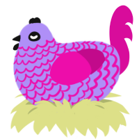 A lilac and fuchsia chicken with a lace pattern