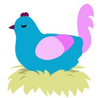 A cerulean and lavender chicken