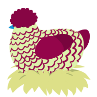 A apple and maroon chicken with a lace pattern