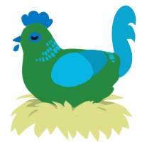 A viridian and cerulean chicken with a neck-band pattern