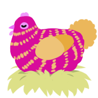 KFC, a fuchsia and honey chicken with a bar pattern
