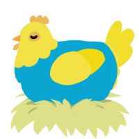Equinox, a cerulean and yellow chicken with a head pattern