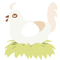 A white and cream chicken
