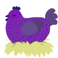 VeryBerryOurpl, a violet and overcast chicken with a lace pattern