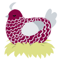 A maroon and mist chicken with a lace pattern
